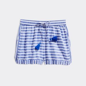 VINEYARD VINES Sail Striped Cotton Shorts Blue White Tassel Pull-On NWT